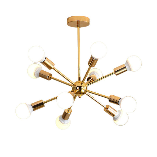 Modernist Metal Starburst Chandelier Light - 26’’/38.5’’ Wide Gold 6/10/12 Lights Hanging