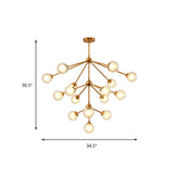 Sleek Sputnik Metal Chandelier With Clear Glass Sphere Shades - 4/7/10 Lights For Contemporary