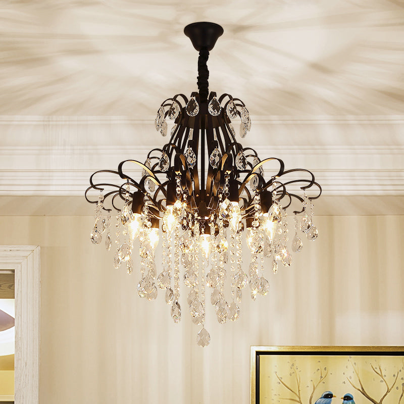 Modernist Crystal Chandelier Pendant Light With 3/6 Heads In Black/Gold - Perfect For Bedroom 7 /