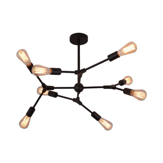 Modern Bedroom Chandelier With Sputnik Metal Shade And Bare Bulb: 6/8/9 Light Hanging Fixture