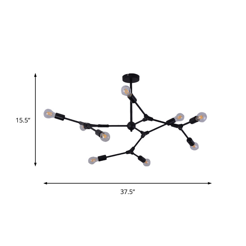 Modern Bedroom Chandelier With Sputnik Metal Shade And Bare Bulb: 6/8/9 Light Hanging Fixture