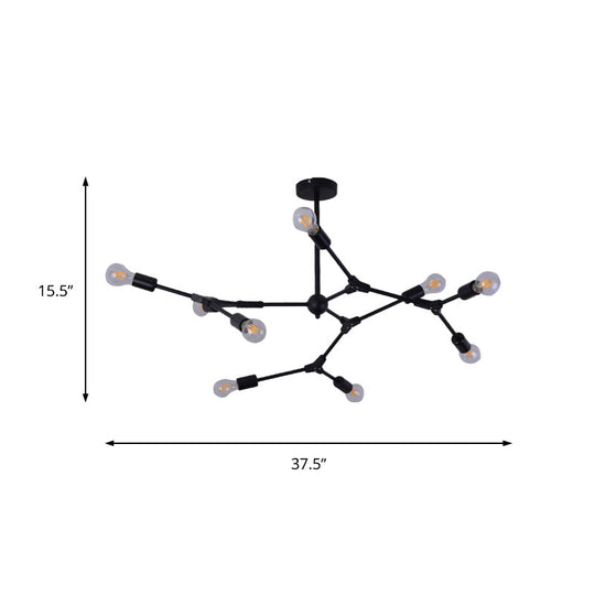 Modern Bedroom Chandelier With Sputnik Metal Shade And Bare Bulb: 6/8/9 Light Hanging Fixture