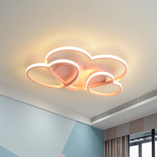 Heart Led Flush Mount Ceiling Fixture For Kid’s Room - Nordic Acrylic In White/Pink/Gold 19.5’