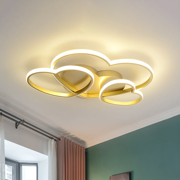 Heart Led Flush Mount Ceiling Fixture For Kid’s Room - Nordic Acrylic In White/Pink/Gold 19.5’