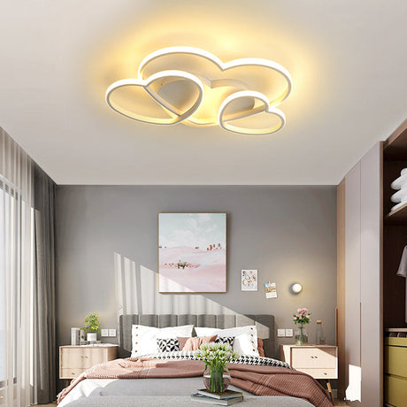 Heart Led Flush Mount Ceiling Fixture For Kids Room - Nordic Acrylic In White/Pink/Gold 19.5 Or 23.5