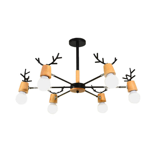 Sputnik Metal Chandelier - Modern Ceiling Hang Fixture With Bare Bulb For Bedroom 3/6/8 Lights