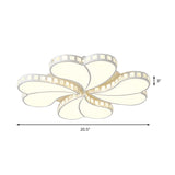 Contemporary Metal Led Ceiling Light - White Petal Flush Design For Living Room With Acrylic Shade