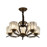 Vintage Style Crystal Drum Chandelier - Elegant Black Suspension Light For Dining Room