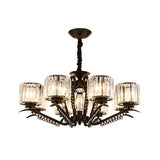 Vintage Style Crystal Drum Chandelier - Elegant Black Suspension Light For Dining Room