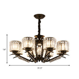 Vintage Style Crystal Drum Chandelier - Elegant Black Suspension Light For Dining Room