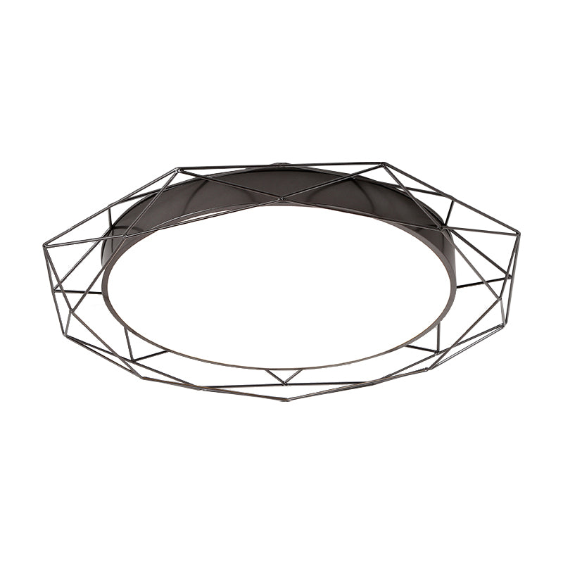 Metallic Flush Mount Ceiling Light – Round Nordic Gold/Black Wire Frame Ideal For Bedroom