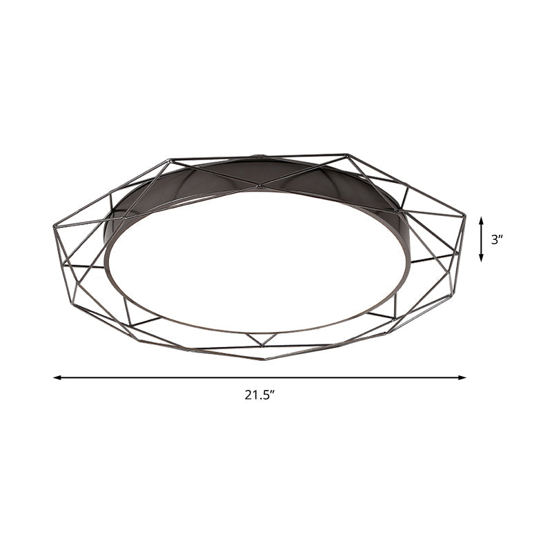 Metallic Flush Mount Ceiling Light Round Nordic Gold/Black Wire Frame Ideal For Bedroom 21.5/25.5