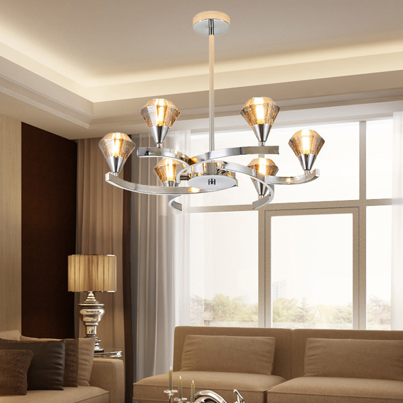 Sputnik Design Diamond Crystal Chandelier Light - Modern Ceiling Lamp Fixture With 6/8/10 Lights In