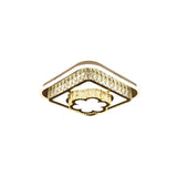 Modern Square/Flower Flush Ceiling Light - Clear Crystal Led White Bedroom