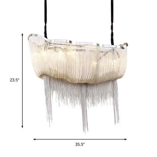 Tassel Empire Chandelier: Modern Nordic Style 12-Light Metal Hanging Light Fixture In Gold/Silver