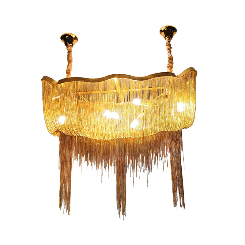Tassel Empire Chandelier: Modern Nordic Style 12-Light Metal Hanging Light Fixture In Gold/Silver