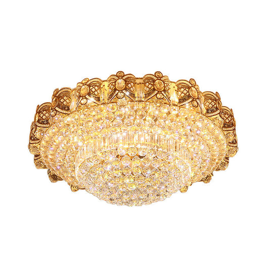 Gold Integrated Led Crystal Ceiling Flush Mount Light 16’/23.5’ Wide