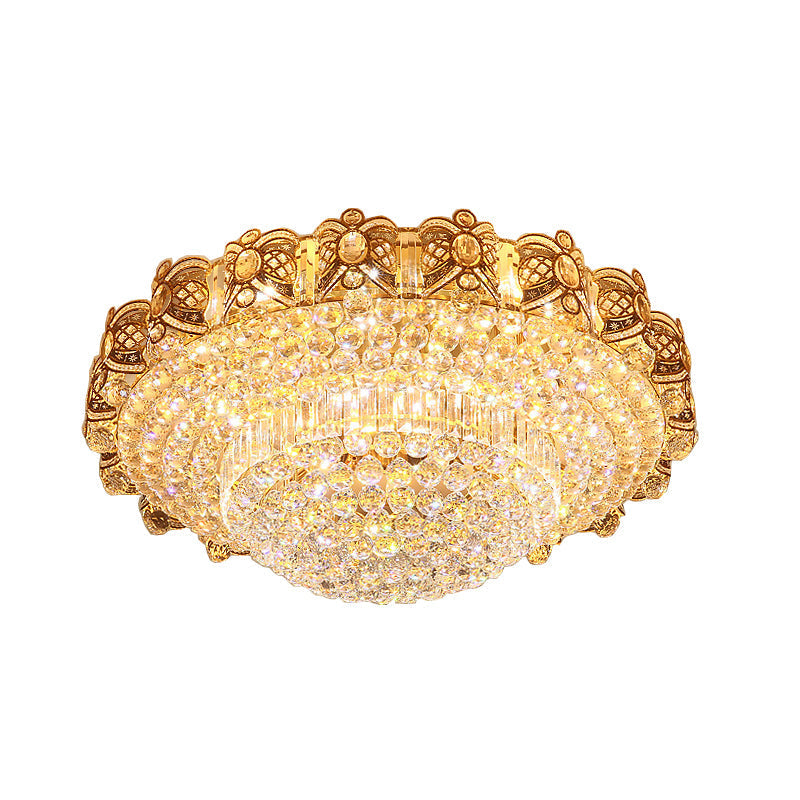 Gold Integrated Led Crystal Ceiling Flush Mount Light 16/23.5 Wide