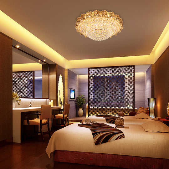 Gold Integrated Led Crystal Ceiling Flush Mount Light 16’/23.5’ Wide