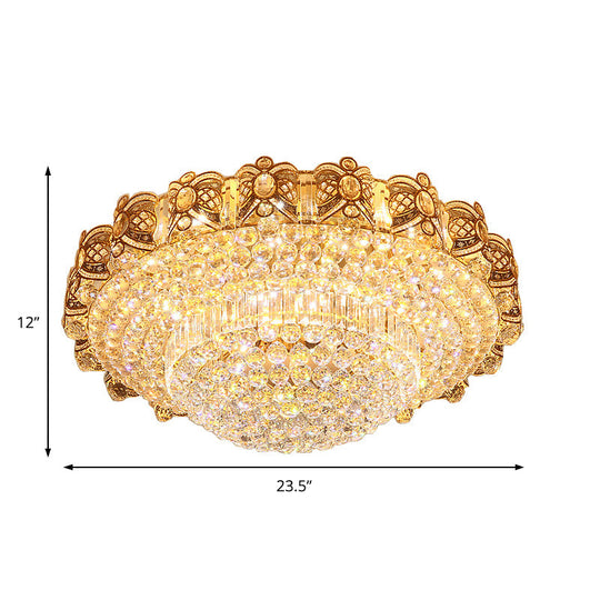 Gold Integrated Led Crystal Ceiling Flush Mount Light 16’/23.5’ Wide