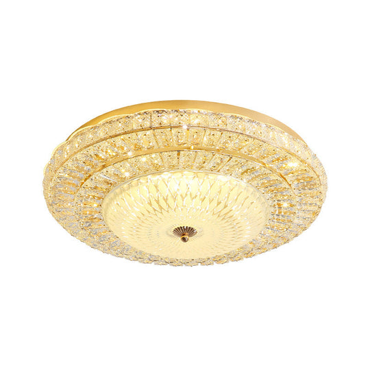 Contemporary Led Ceiling Light - Clear Crystal Circle Flush Glass Diffuser (White)