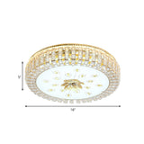 Led Crystal Flush Mount Fixture With Gold Finish For Modern Bedroom