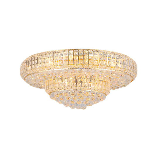 Modern Clear Crystal Ceiling Light With Gold Finish For Living Room