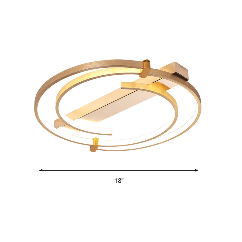 Minimalist Gold Flush Mount Ceiling Light Fixture - 18/23.5 W Ring For Bedrooms