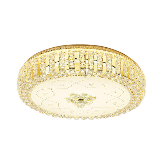 Golden Drum Flushmount Lighting: Modern Crystal And Glass Multi Light Ceiling Lamp (16’/19.5’