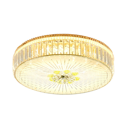 Modern Gold Flush Mount Ceiling Light Fixture - Clear Crystal Circular Design Multiple Sizes Glass