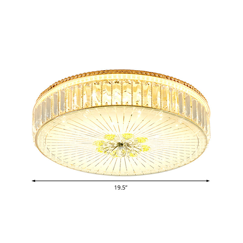 Modern Gold Flush Mount Ceiling Light Fixture - Clear Crystal Circular Design Multiple Sizes Glass