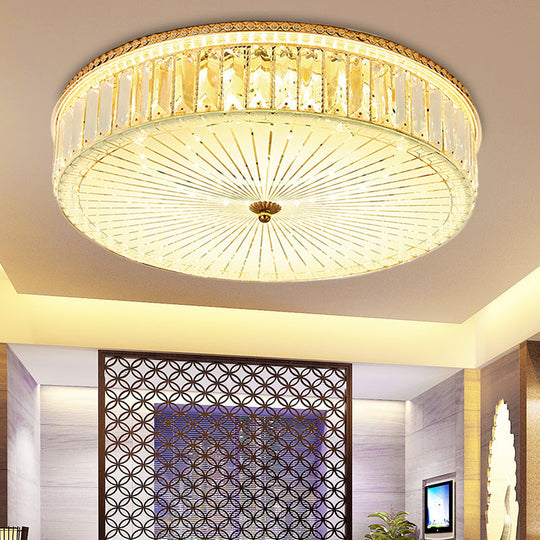 Modern Gold Flush Mount Ceiling Light Fixture - Clear Crystal Circular Design Multiple Sizes Glass