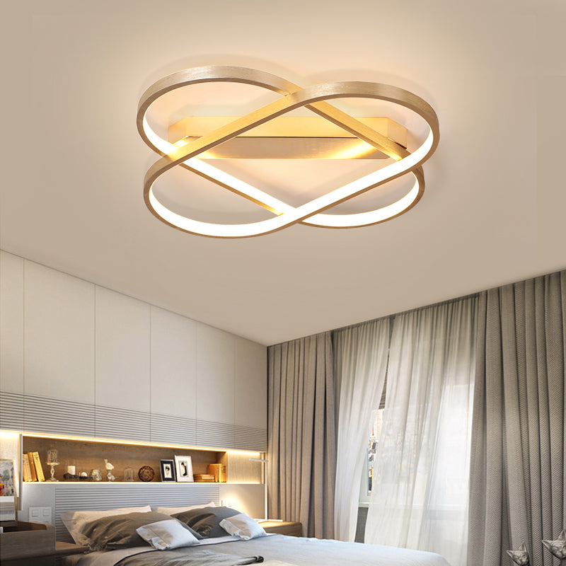 Contemporary Gold Oval Led Ceiling Light For Bedroom - Warm/White 19.5’/23.5’ Wide / 19.5’ White