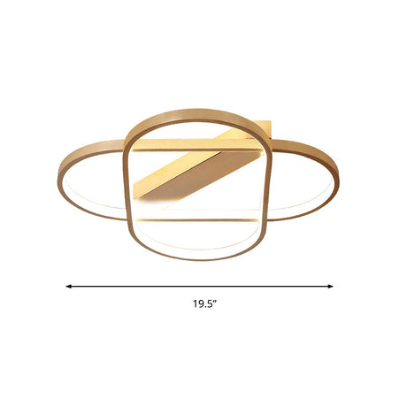 Contemporary Gold Oval Led Ceiling Light For Bedroom - Warm/White 19.5’/23.5’ Wide
