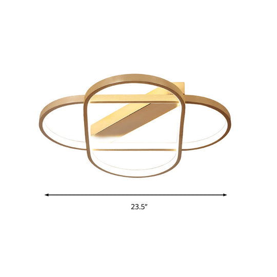 Contemporary Gold Oval Led Ceiling Light For Bedroom - Warm/White 19.5/23.5 Wide