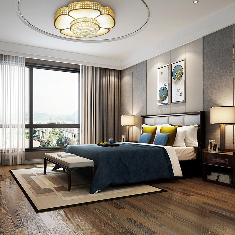 Modern Crystal Flower Ceiling Lamp - 16’/23.5’ W Flush Light In Gold