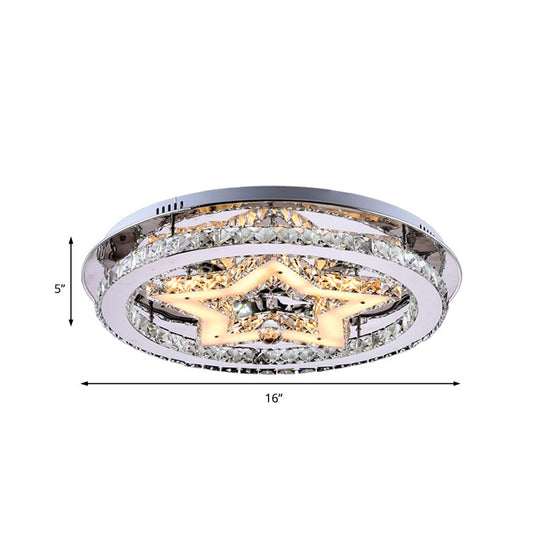 Contemporary Star Semi Flush Pendant Light With Clear Crystal Shade - Led Ceiling Lighting In Chrome