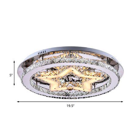 Contemporary Star Semi Flush Pendant Light With Clear Crystal Shade - Led Ceiling Lighting In Chrome