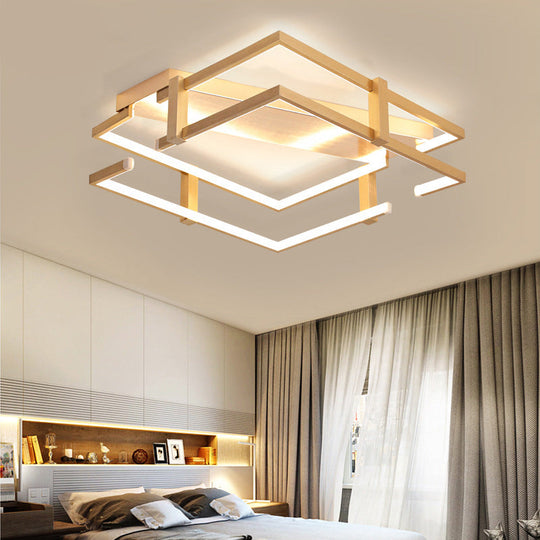 Nordic Gold Led Bedroom Ceiling Lamp Aluminum Frame Flush Mount Light Fixture In Warm/White
