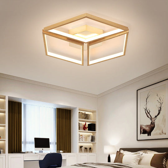 Nordic Metal Integrated Led Rhombus Flush Ceiling Light In Warm/White 18/23.5 W Gold / 18 White
