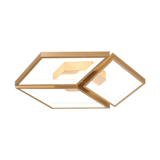 Nordic Metal Integrated Led Rhombus Flush Ceiling Light In Warm/White 18’/23.5’ W