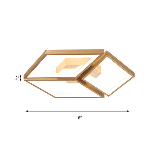 Nordic Metal Integrated Led Rhombus Flush Ceiling Light In Warm/White 18’/23.5’ W