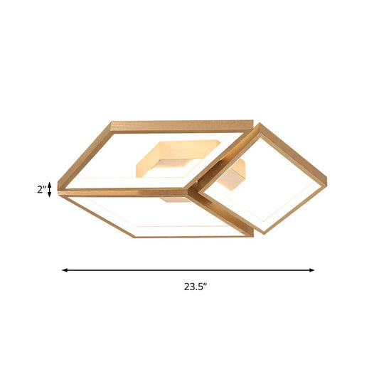 Nordic Metal Integrated Led Rhombus Flush Ceiling Light In Warm/White 18’/23.5’ W