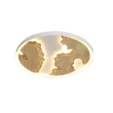 Contemporary Wood Gold/White Round Led Flush Mount Lamp For Living Room Ceiling - 16/19.5/23.5