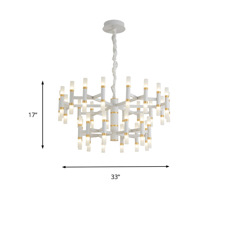 Modern Led Bedroom Chandelier - 24/36/60 Lights Tubular Iron Shade Black/White Pendant