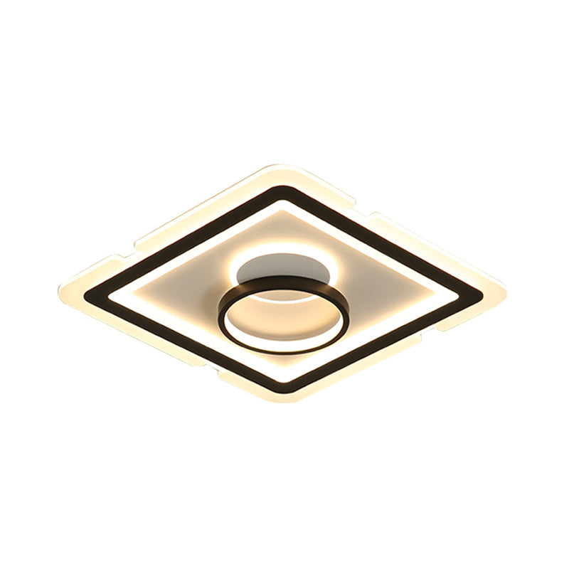 Contemporary Acrylic Square Ceiling Lighting - Led Flush Mount Light For Bedroom Black/White