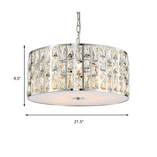 Sleek 5-Light Crystal Chandelier In Chrome With Diffuser – Elegant Hanging Ceiling Fixture