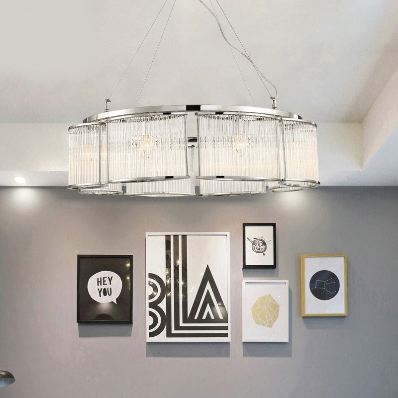 Modern Crystal Round Ceiling Chandelier - 29.5’/33.5’ Wide Chrome Pendant Light Fixture