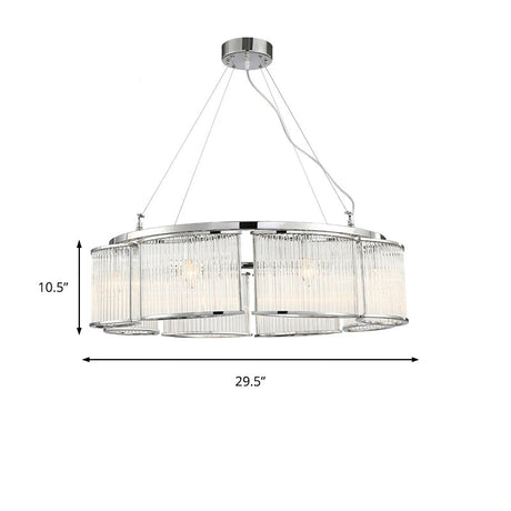 Modern Crystal Round Ceiling Chandelier - 29.5’/33.5’ Wide Chrome Pendant Light Fixture