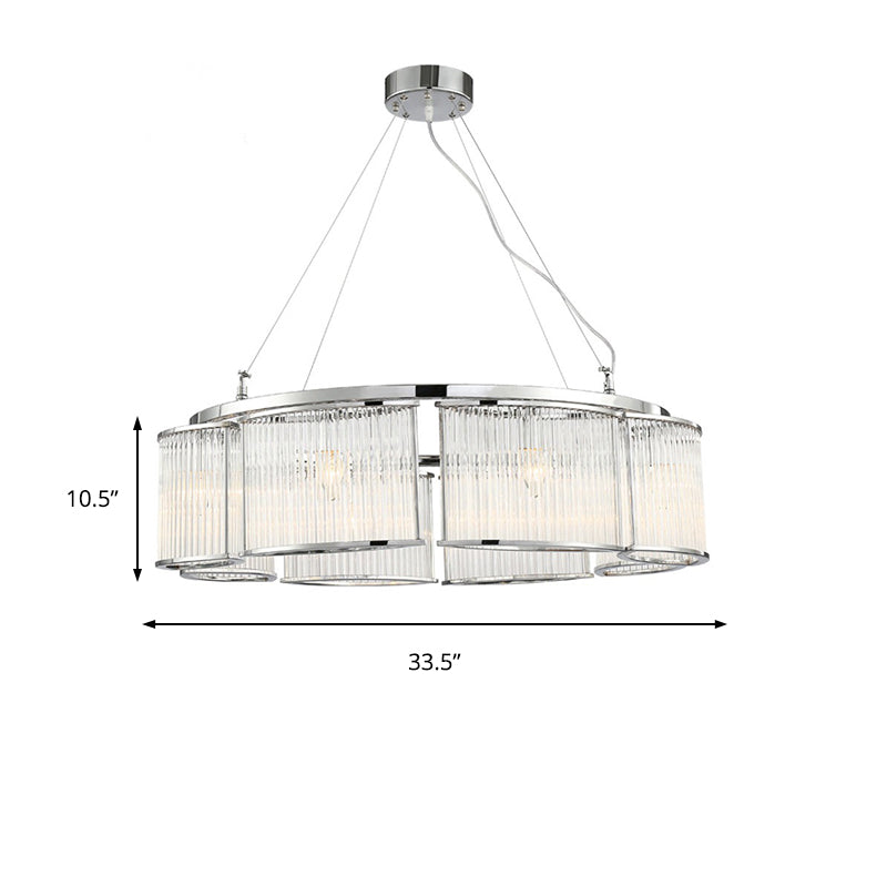 Modern Crystal Round Ceiling Chandelier - 29.5’/33.5’ Wide Chrome Pendant Light Fixture